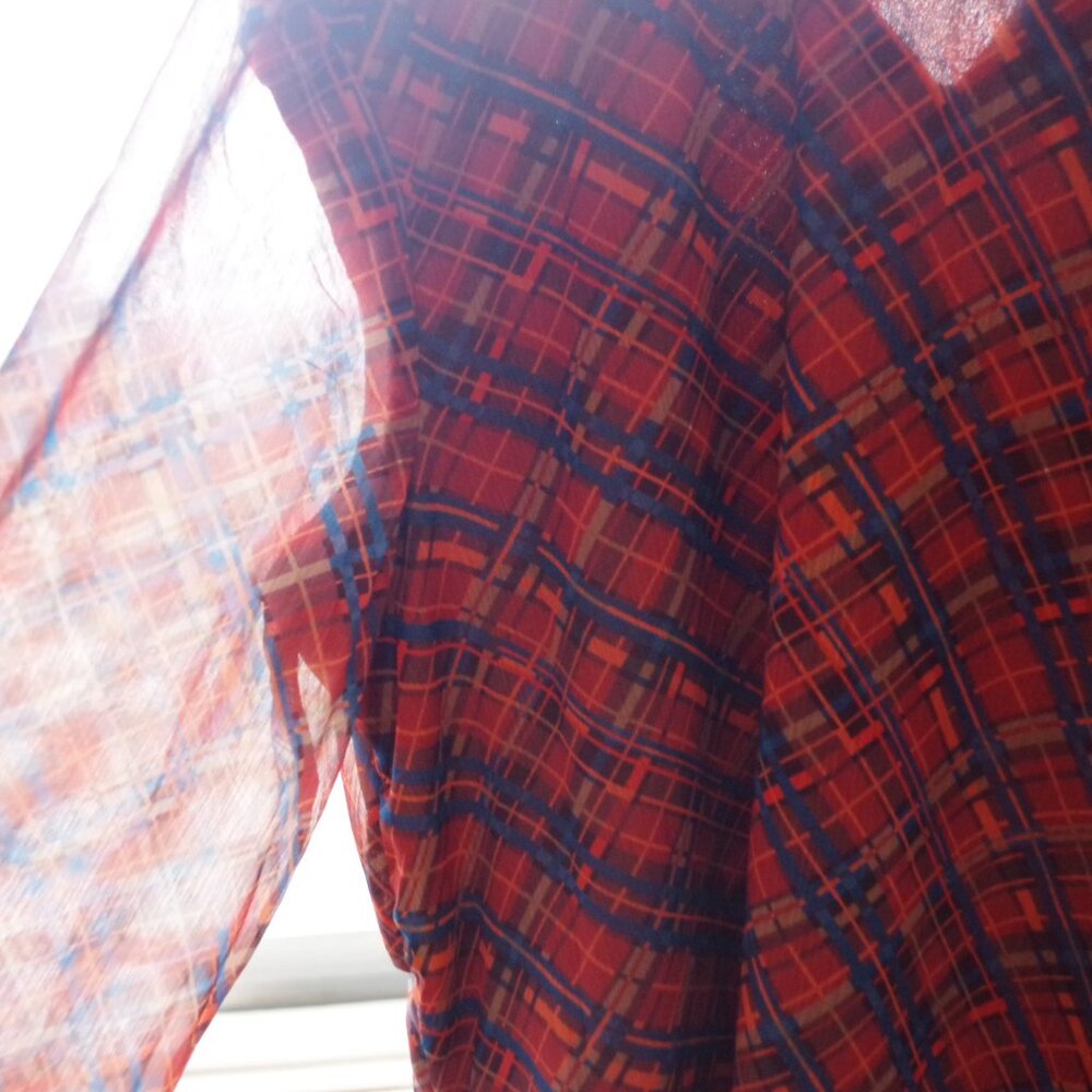 Ladies Shear Plaid Blouse By Kaffr